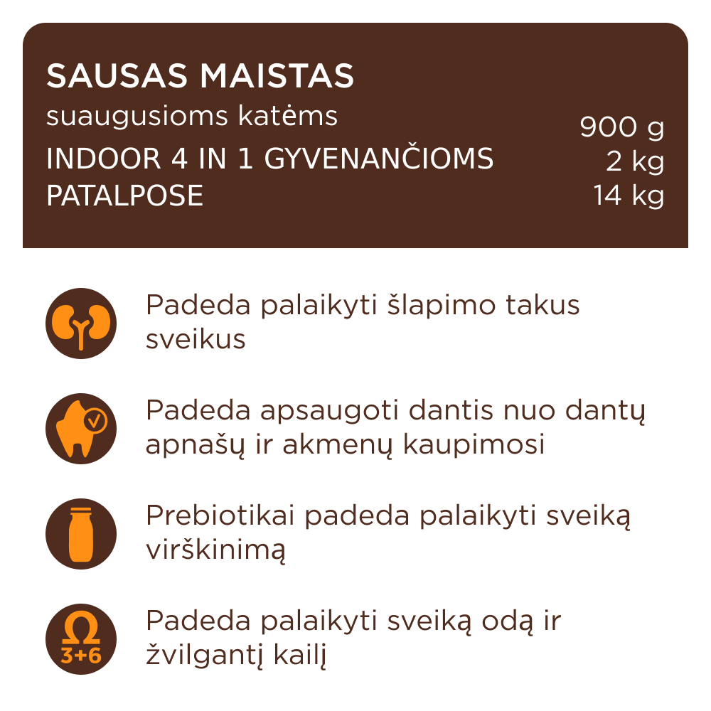 0000CLUB 4 PAWS PREMIUM SU VIŠTIENA KATĖMS, GYVENANČIOMS PATALPOSE "4 VIENAME". VISAVERTIS SAUSAS PAŠARAS SUAUGUSIOMS KATĖMS