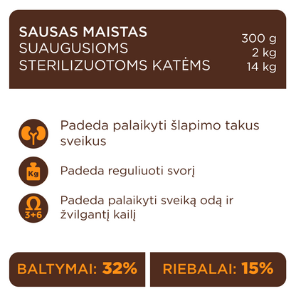 CLUB 4 PAWS PREMIUM SU VIŠTIENA VISAVERTIS PAŠARAS SUAUGUSIOMS STERILIZUOTOMS KATĖMS