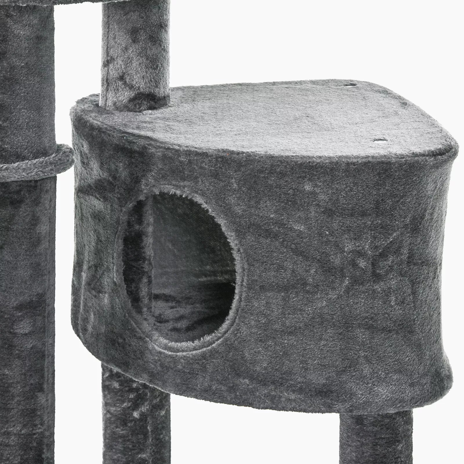 Kaķu māja no grīdas līdz griestiem 220-265 cm, ar rotaļlietām, gultu, šūpuļtīklu, sizala stabiem, platformām, daudzlīmeņu kaķu māja skrāpēšanai, kāpšanas māja vidēja lieluma kaķiem, tumši pelēka