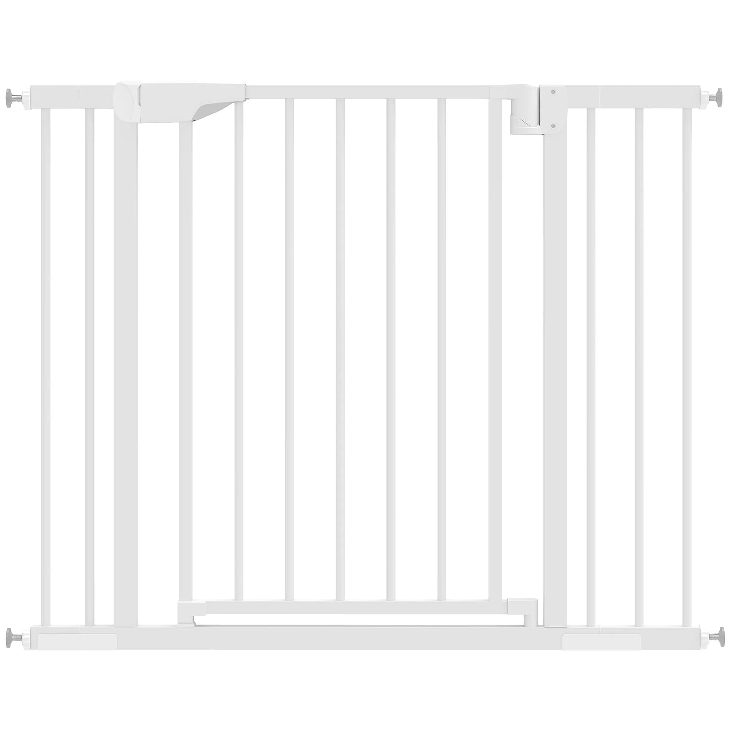 Laiptų apsauginė grotelė be gręžimo su automatiniu uždarymu vaikams, virtuvės laiptams, 76–103 x 76 cm, balta