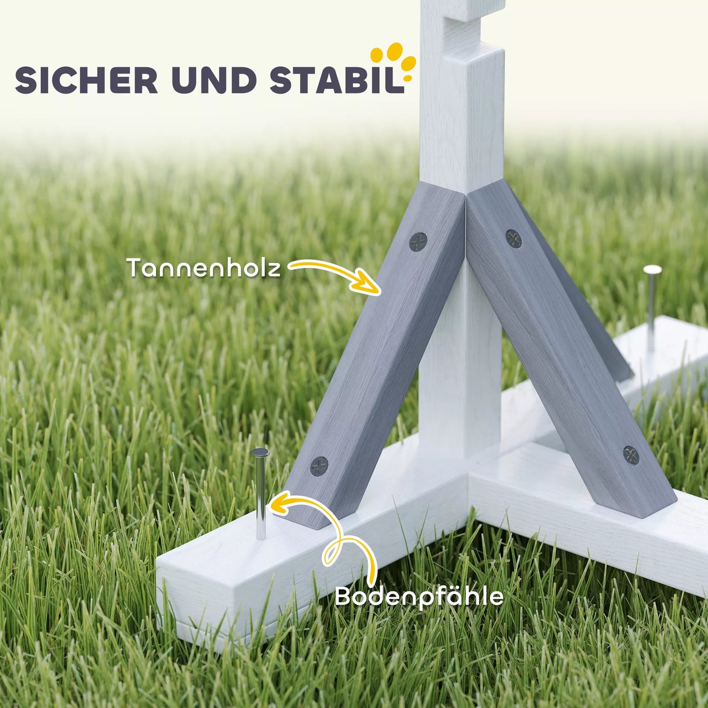 Agility rinkinys šunims, 4 dalių dresūros įranga su aukščio reguliuojamomis kliūtimis ir lanku, baltas