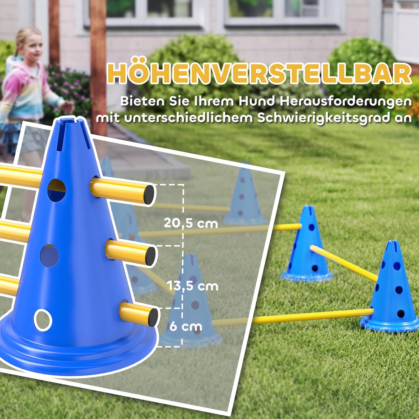 Agility rinkinys šunims 6 dalių agility įranga šunų dresūrai Stumiamų kliūčių rinkinys su 12 kūgiais 6 kliūtys Nešimo krepšys