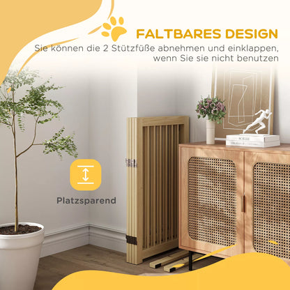 Laisvai statoma sulankstoma šunų tvorelė su durimis ir atramomis, medinis rėmas, 220x36x91cm