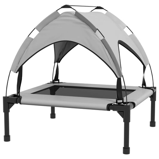 Šunų lovelė su stogu, kvėpuojanti, atspari vandeniui, iki 20 kg, 76 x 61 x 69,5 cm, šviesiai pilka