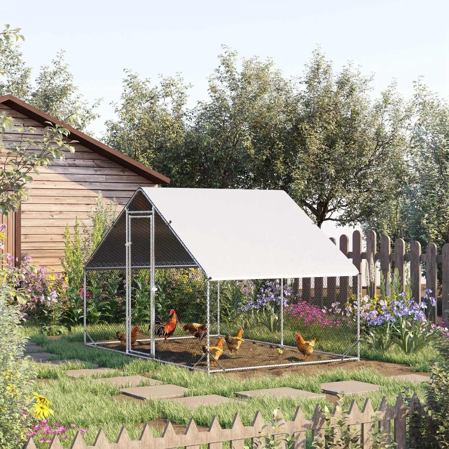 Vištidė, lauko aptvaras, paukštidė su stogine nuo saulės, lauko gardas 4-6 vištoms, antims, triušiams, 3 x 2 x 2 m