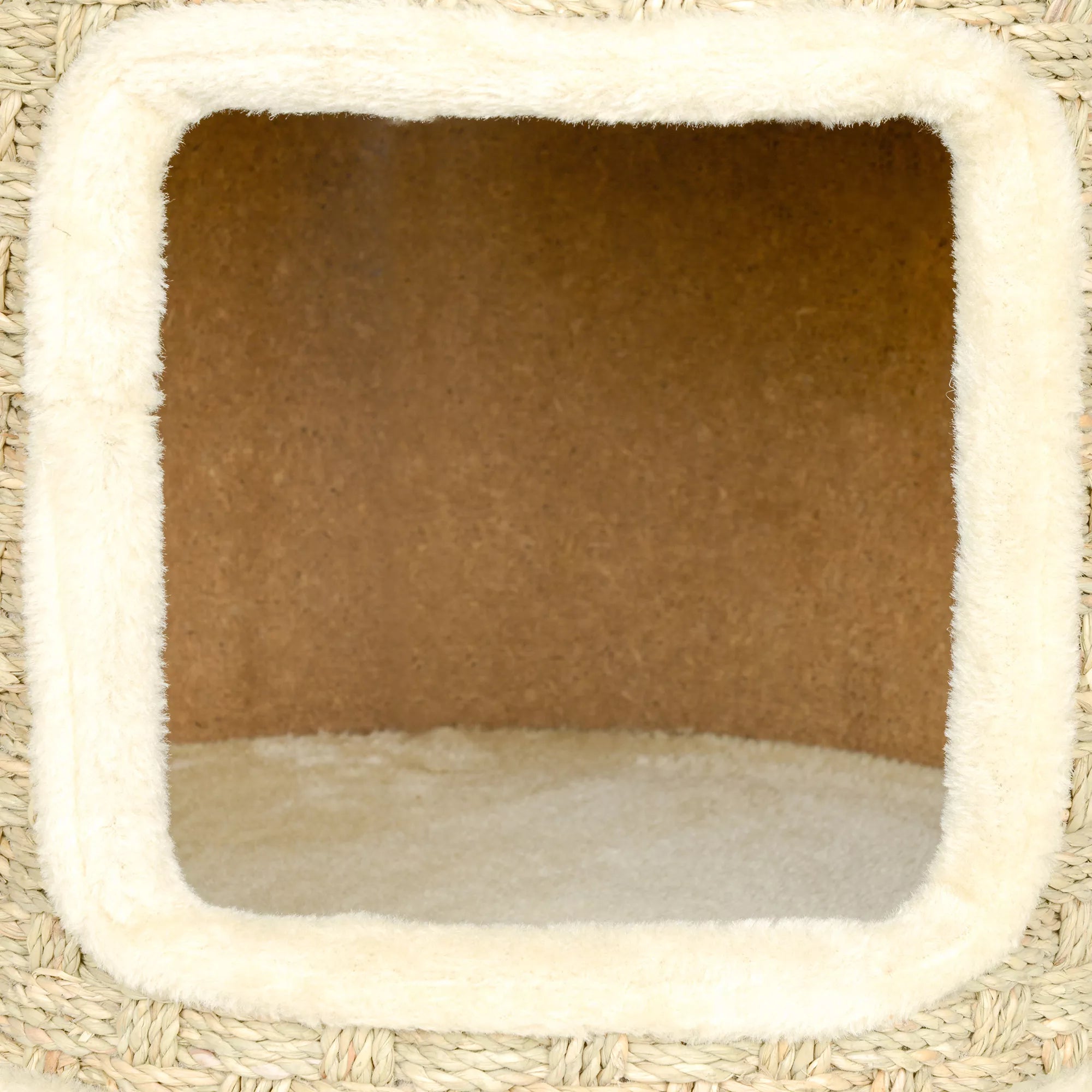Kaķu skrāpēšanas stabs, rotaļu un atpūtas zona, plīša, Ø38 x 37A cm, haki-bēšs, līdz 5 kg