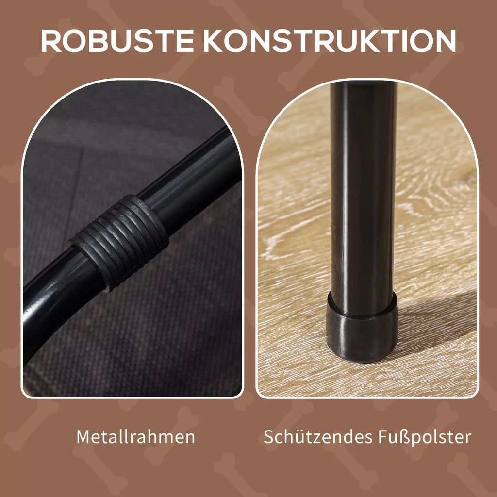 Paaugstināta suņu gulta ar jumtiņu, mājdzīvnieku gulta, āra suņu gulta ar jumtiņu, elpojoša, tafta audums, kempings, kafijas krāsa, 122 x 92 x 108 cm