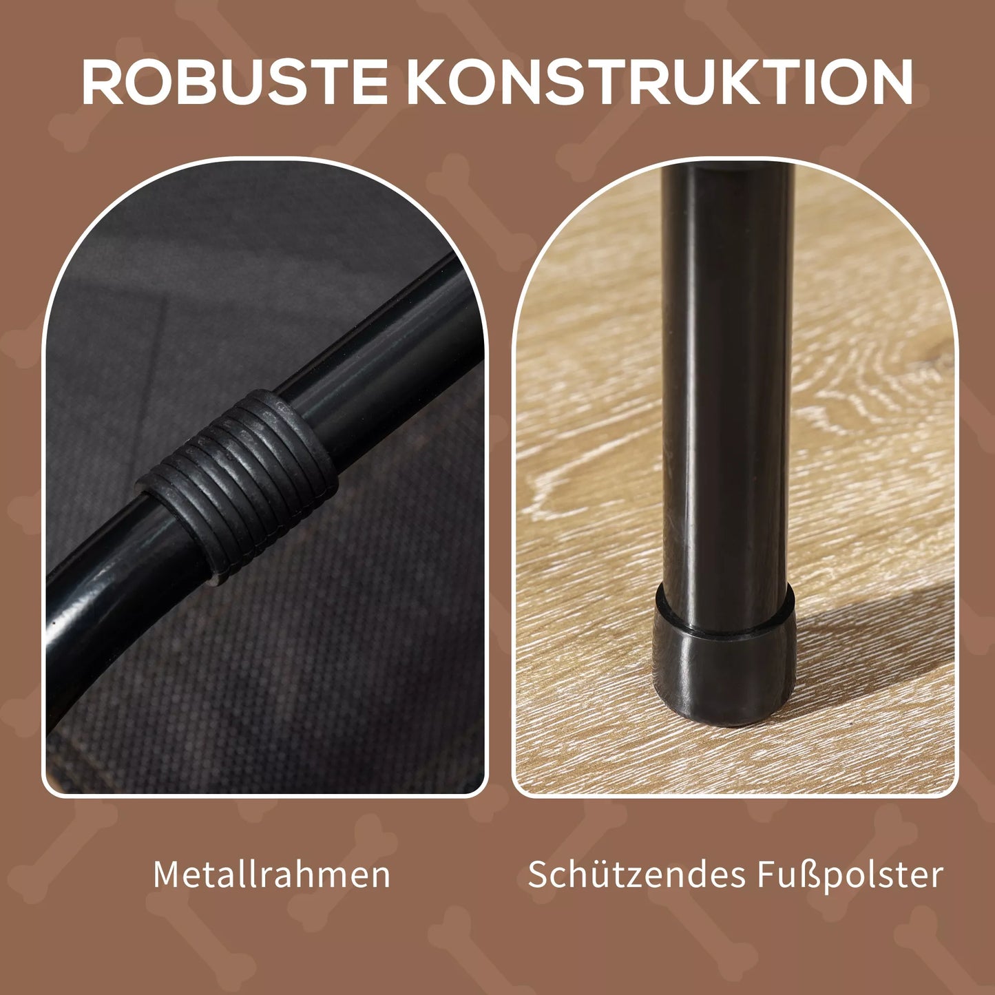 Paaukštinta šunų lova su baldakimu, lova augintiniams, lauko šunų gultas su stogeliu, pralaidi orui, taftos audinys, skirta stovyklavimui, spalva "Kava", 122 x 92 x 108 cm