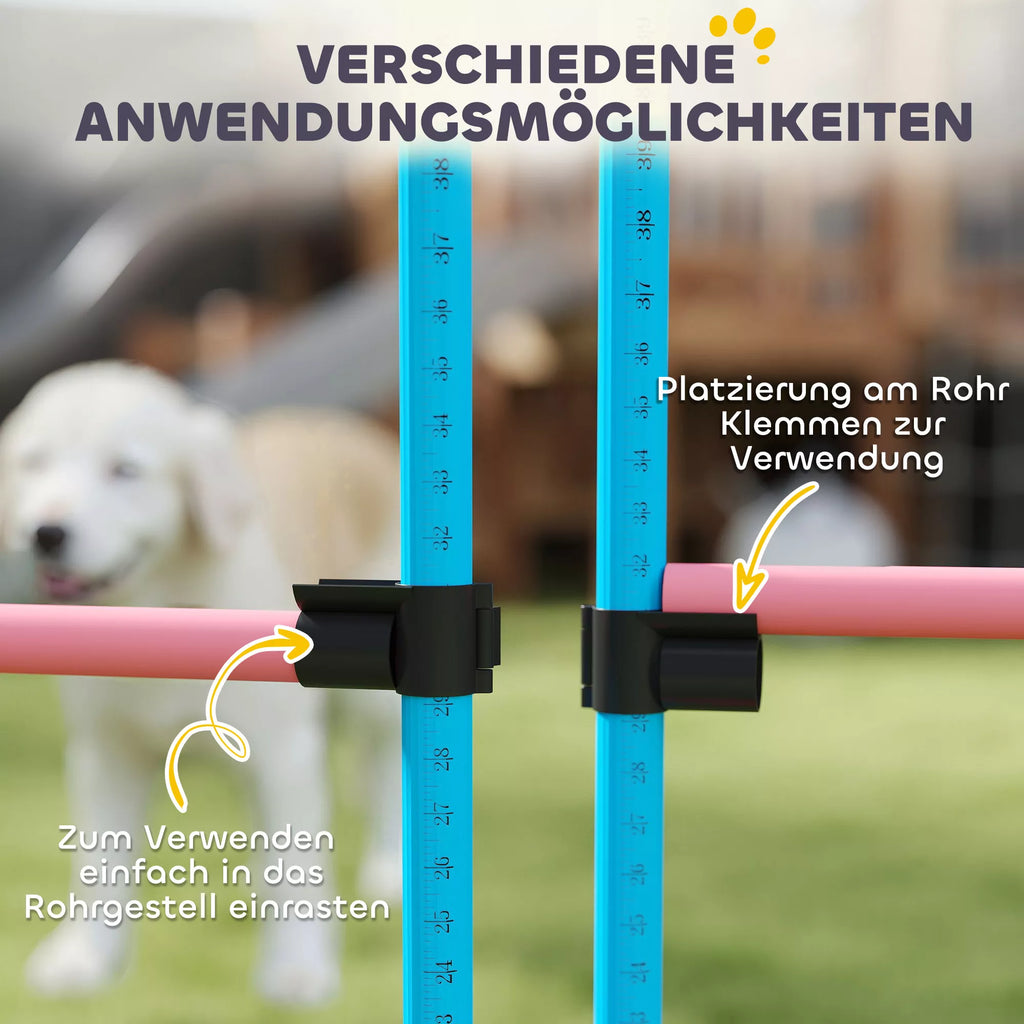 Agility rinkinys šunims 4 dalių aukščio reguliuojama agility įranga su 4 kliūtimis Nešimo krepšys 99 x 65 x 94 cm Šviesiai mėlyna