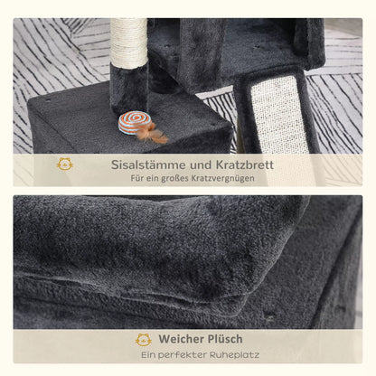 Katės draskyklė 83 cm Maža katės draskyklė su sizaliniais stulpeliais, katės laipiojimo medis, baldai mažoms katėms, tamsiai pilka