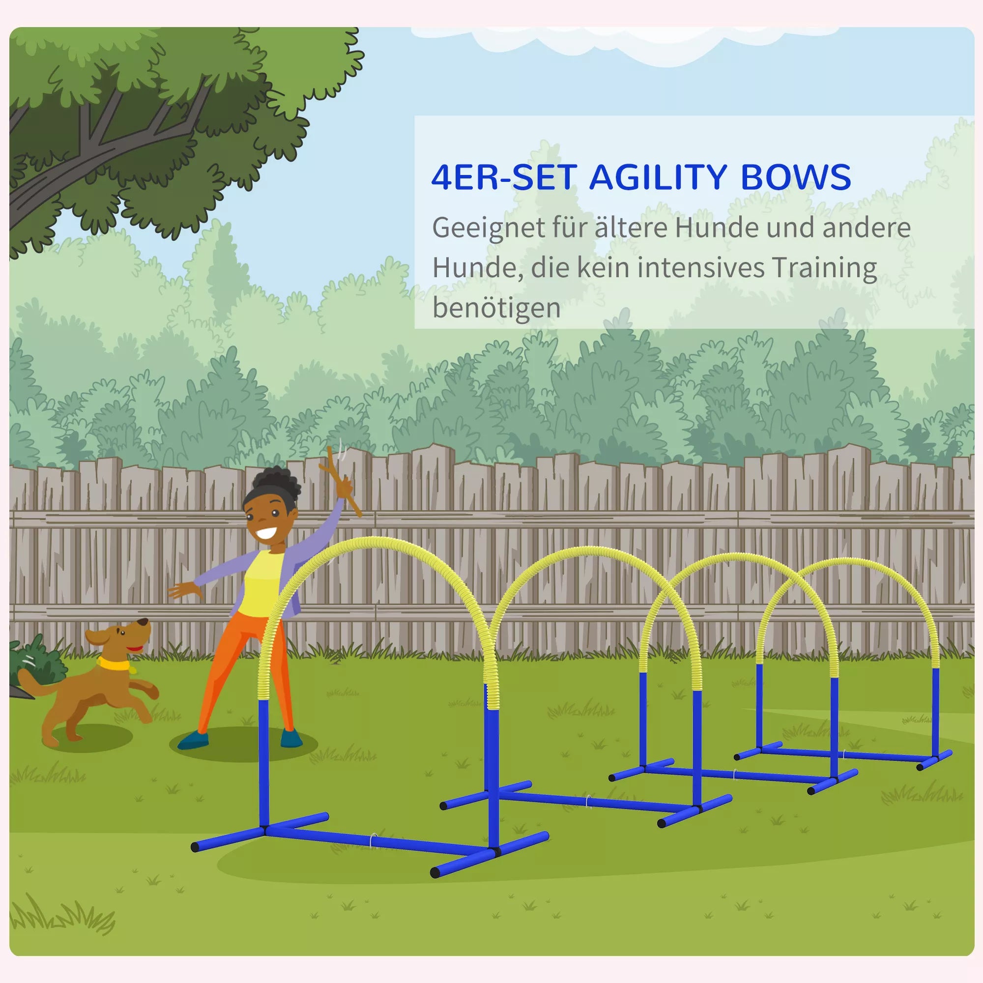 Agility rinkinys šunims, šunų dresūrai, 4 lankai, pradedantiesiems, su nešiojimo krepšiu, mėlynas+geltonas, 88 x 64 x 95cm