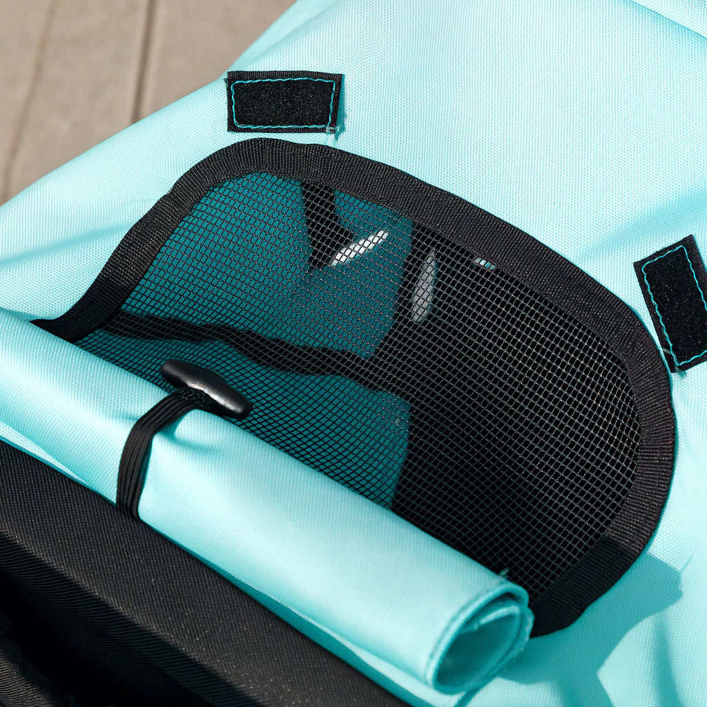 Šunų vežimėlis, naminių gyvūnėlių vežimėlis mažoms šunims ir katėms, su daiktų laikymo krepšeliu, vienu spragtelėjimu sulankstomas, turkio spalvos