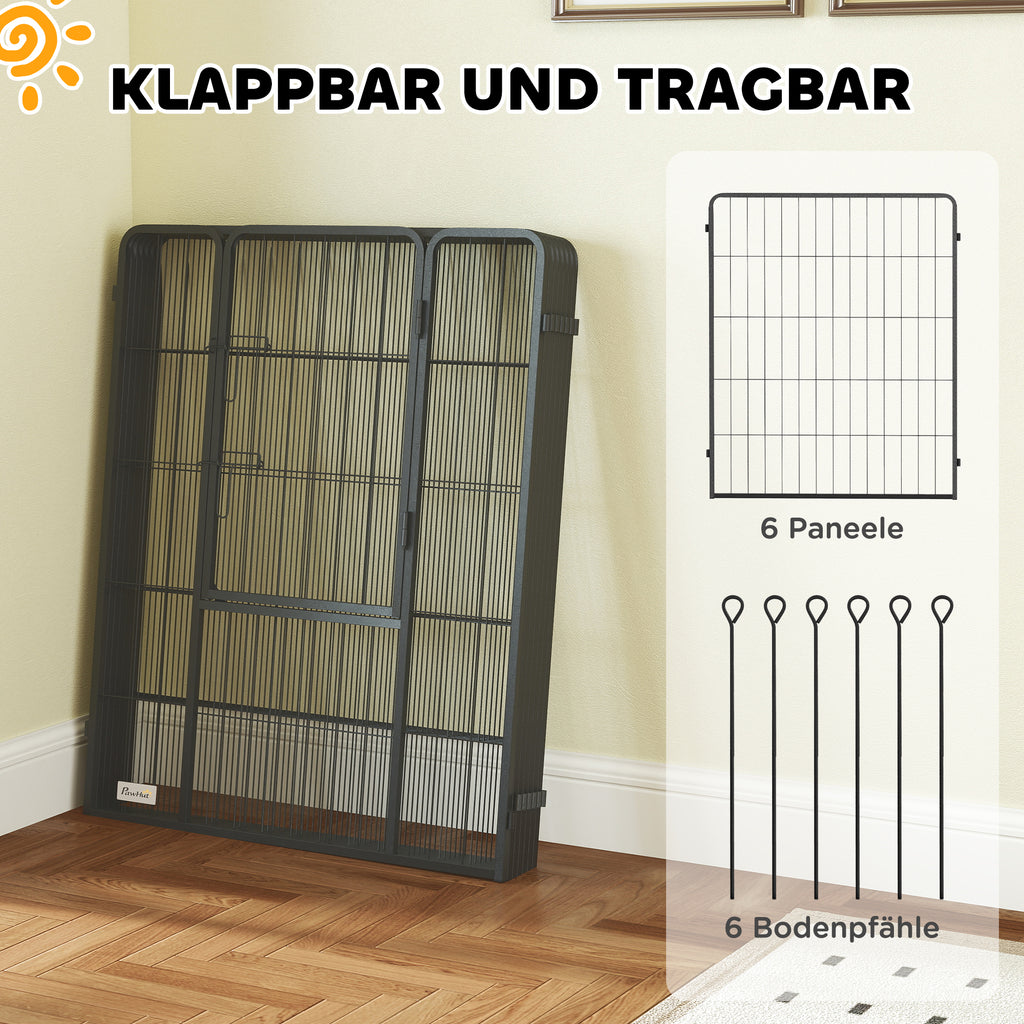 Aptvaras šunims iš 6 plieninių plokščių, 160x80x100 cm, sulankstomas, su durelėmis, pilkas