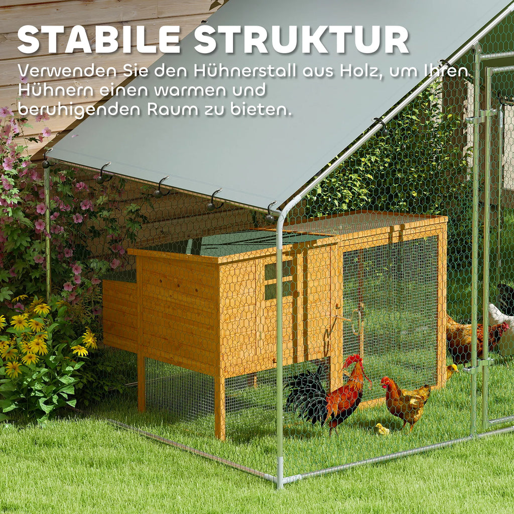 Vištidė 5–8 vištoms, stoginis tentas, užrakinamos durys, plieninis rėmas, 5,1 m², 3 x 1,7 x 1,9 m