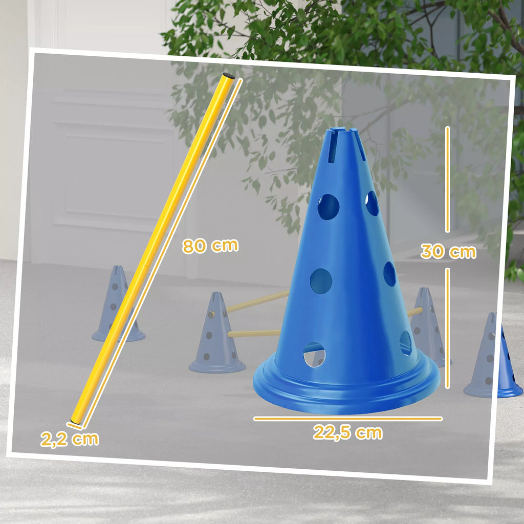 Agility rinkinys šunims 3 dalių agility įranga šunų dresūrai Stumiamų kliūčių rinkinys su 6 kūgiais 3 kliūtys Nešimo krepšys