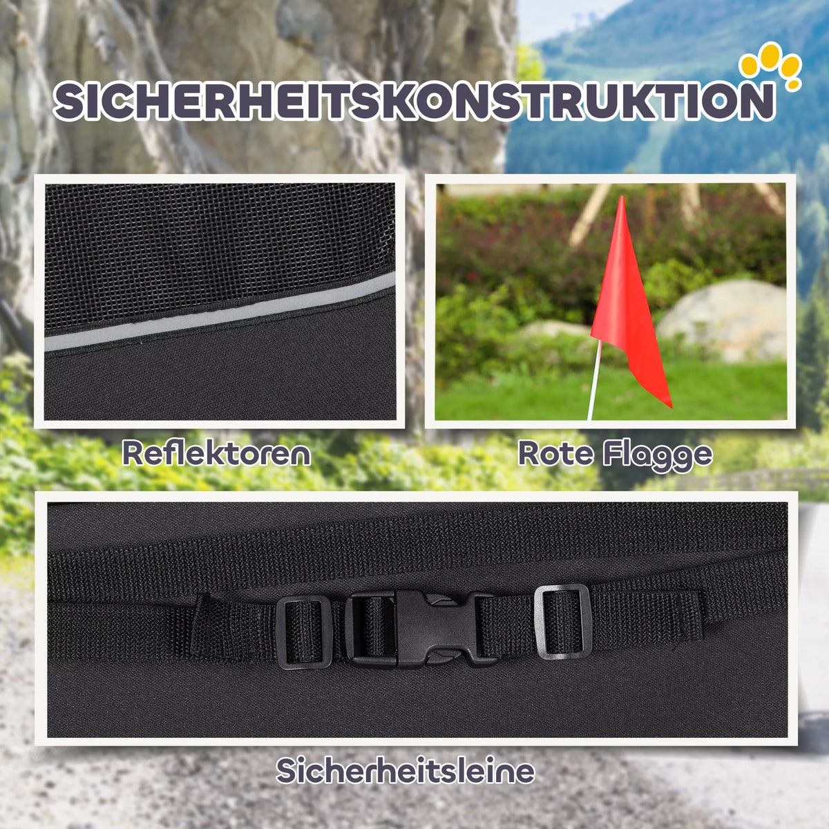 Salokāma suņu velosipēda piekabe ar atstarotājiem, sieta logiem, durtiņām un drošības karodziņu, suņiem līdz 20 kg, 138 x 70 x 89 cm, zila