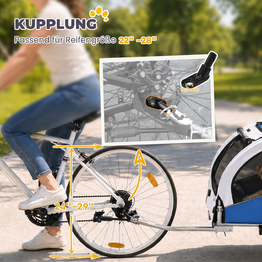 Dviračio priekaba ir vežimėlis šunims 2 in 1, iki 20 kg, sulankstoma, 160x71x101 cm, šviesiai pilka