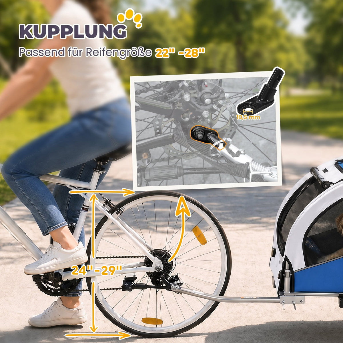 Dviračio priekaba ir vežimėlis šunims 2 in 1, iki 20 kg, sulankstoma, 160x71x101 cm, šviesiai pilka