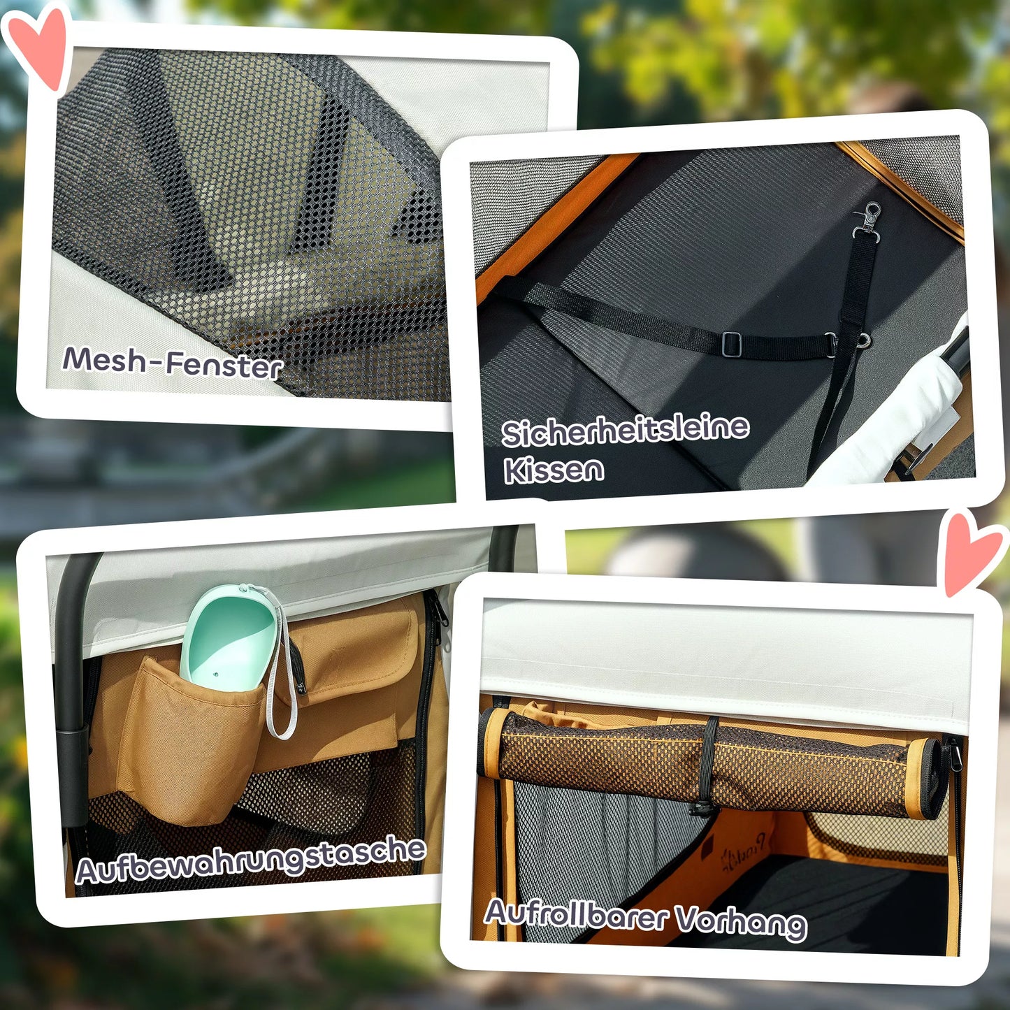 Sulankstomas šunų vežimėlis šunims ir katėms iki 30 kg, 110 x 65 x 102 cm, rudas