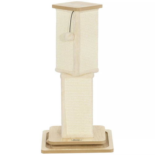 3-in-1 draskyklė su žaidimų bėgeliu, žaidimų kamuoliuku, sisalu, iki 5 kg, 34 x 34 x 67 cm, ąžuolas/kreminė