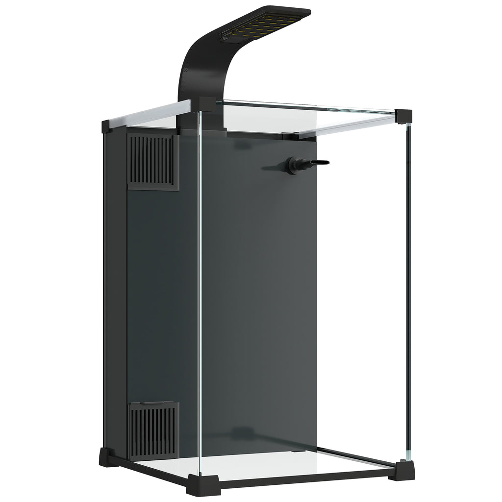 Akvariumo komplektas 36 l su LED apšvietimu, filtru ir pompa, 30x30x45,5 cm, juodas