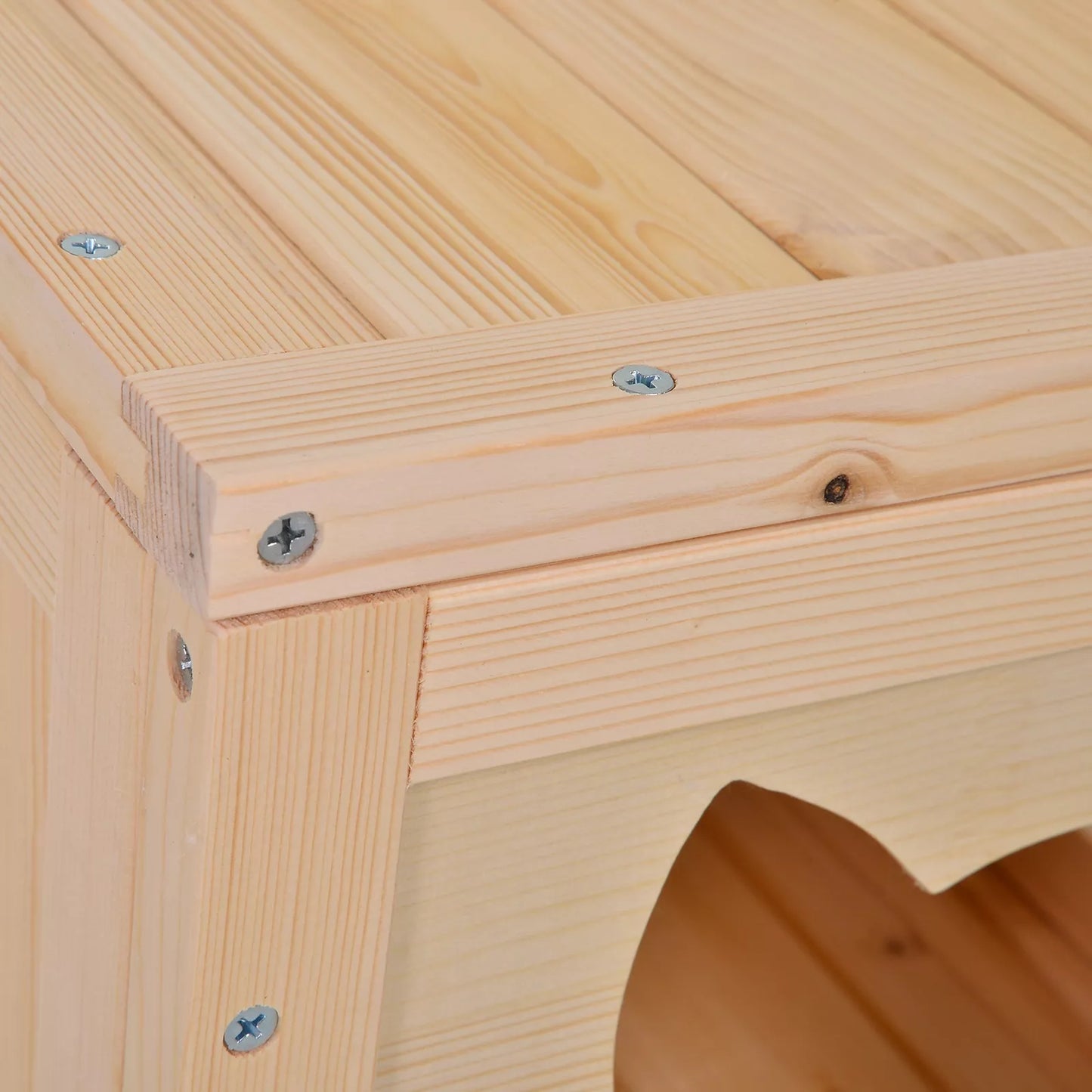 Katės namelis su hamaku, katės dėžė su sizalio stiebu, katės guolis, katės medis, katės aktyvumo centras, eglės mediena, natūralus, 70 x 35 x 60 cm