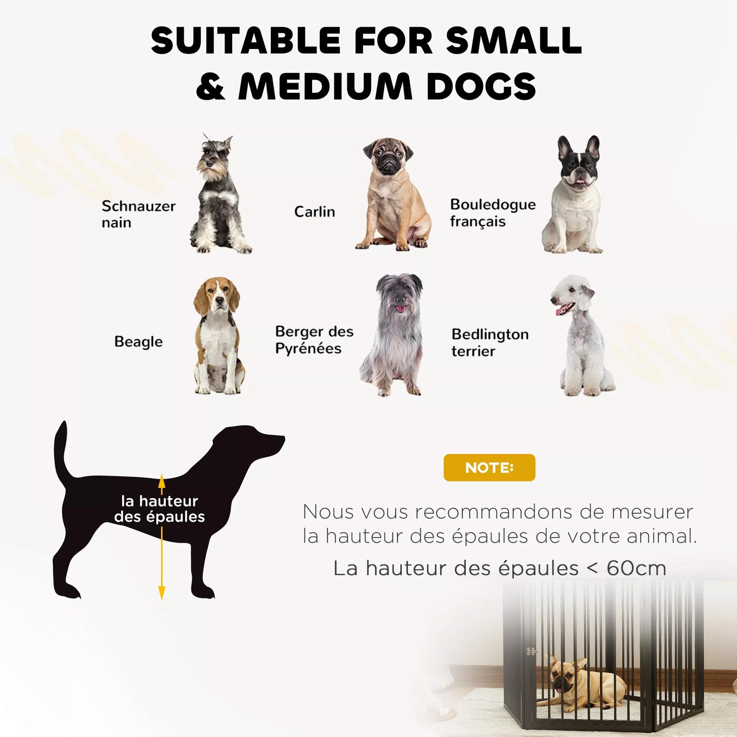 Šunų parkas, gyvūnų parkas, 5 plokštės, nešiojama sulankstoma tvora, saugi, juoda