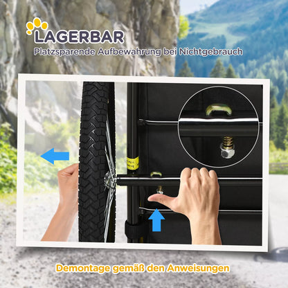 Šunų priekaba, sulankstomas dviračio priekaba šunims, atspari vandeniui, Oksfordo audinys, metalas, 140 x 71 x 83 cm, Raudona