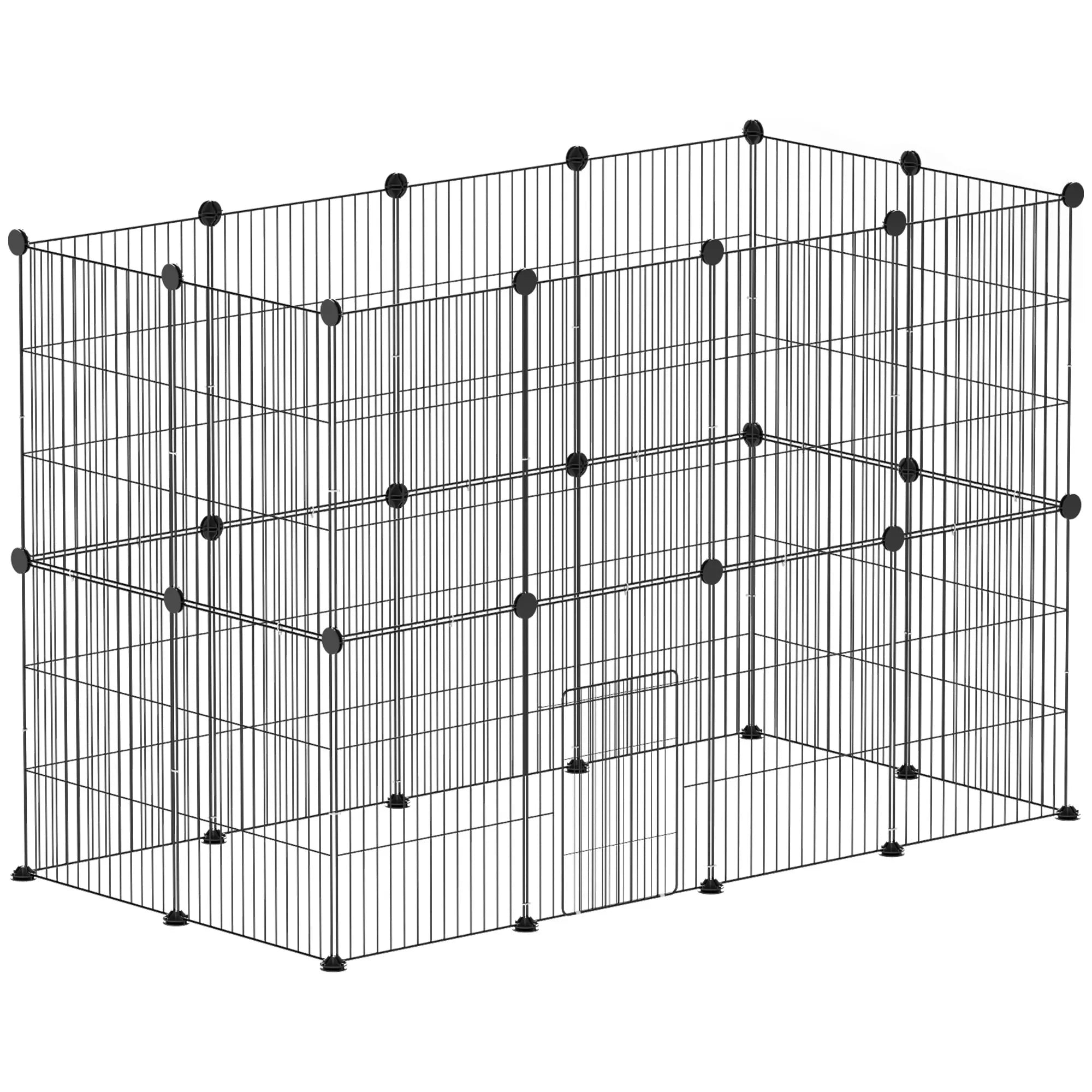 Narvelis smulkiems gyvūnams, lauko aptvaras, modulinė konstrukcija, 0,72 m² plotas, plienas, juodas