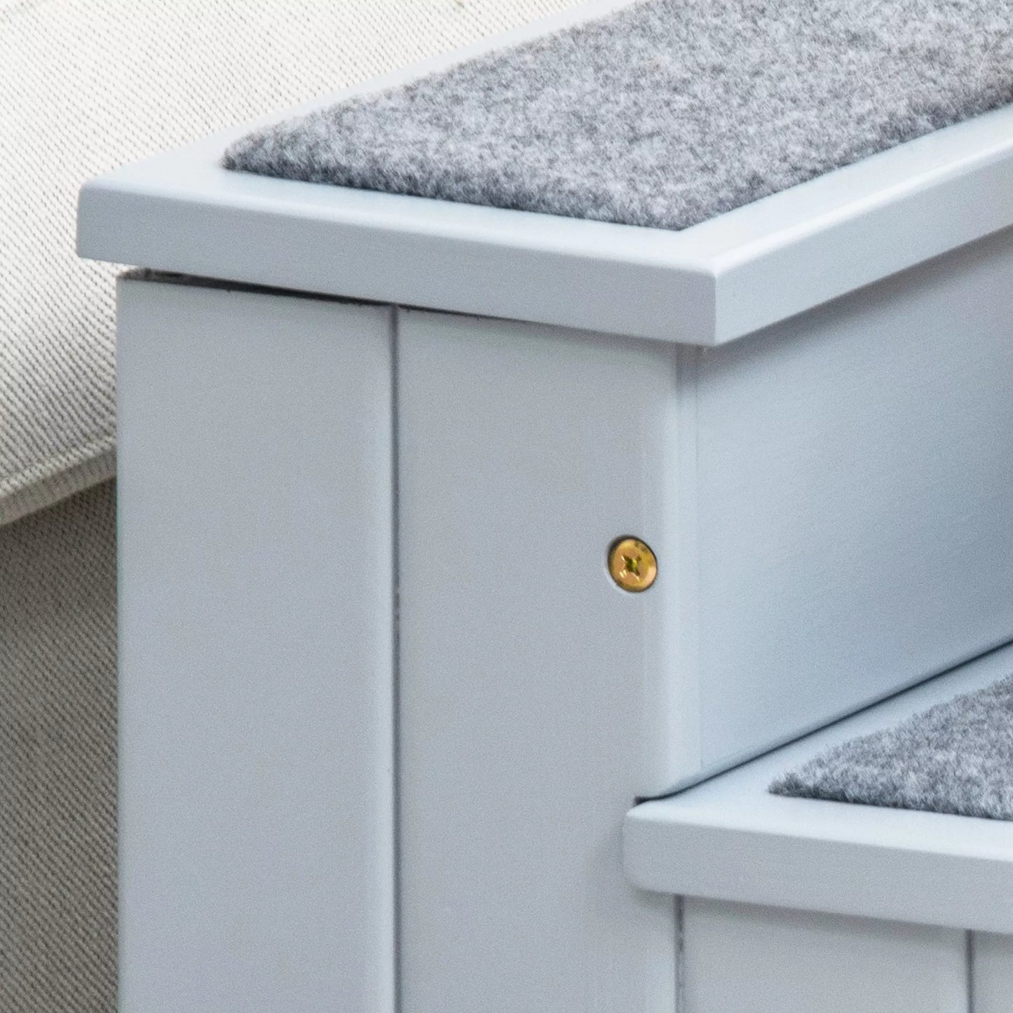 3 pakopų šunų laipteliai, 38 cm aukščio, naminių gyvūnėlių laipteliai, skirti mažiems ir vidutinio dydžio šunims, katelių laipteliai, šunų rampa, pagalbinė priemonė įlipimui į lovą, sofą, fotelį ir automobilį, pilkos spalvos