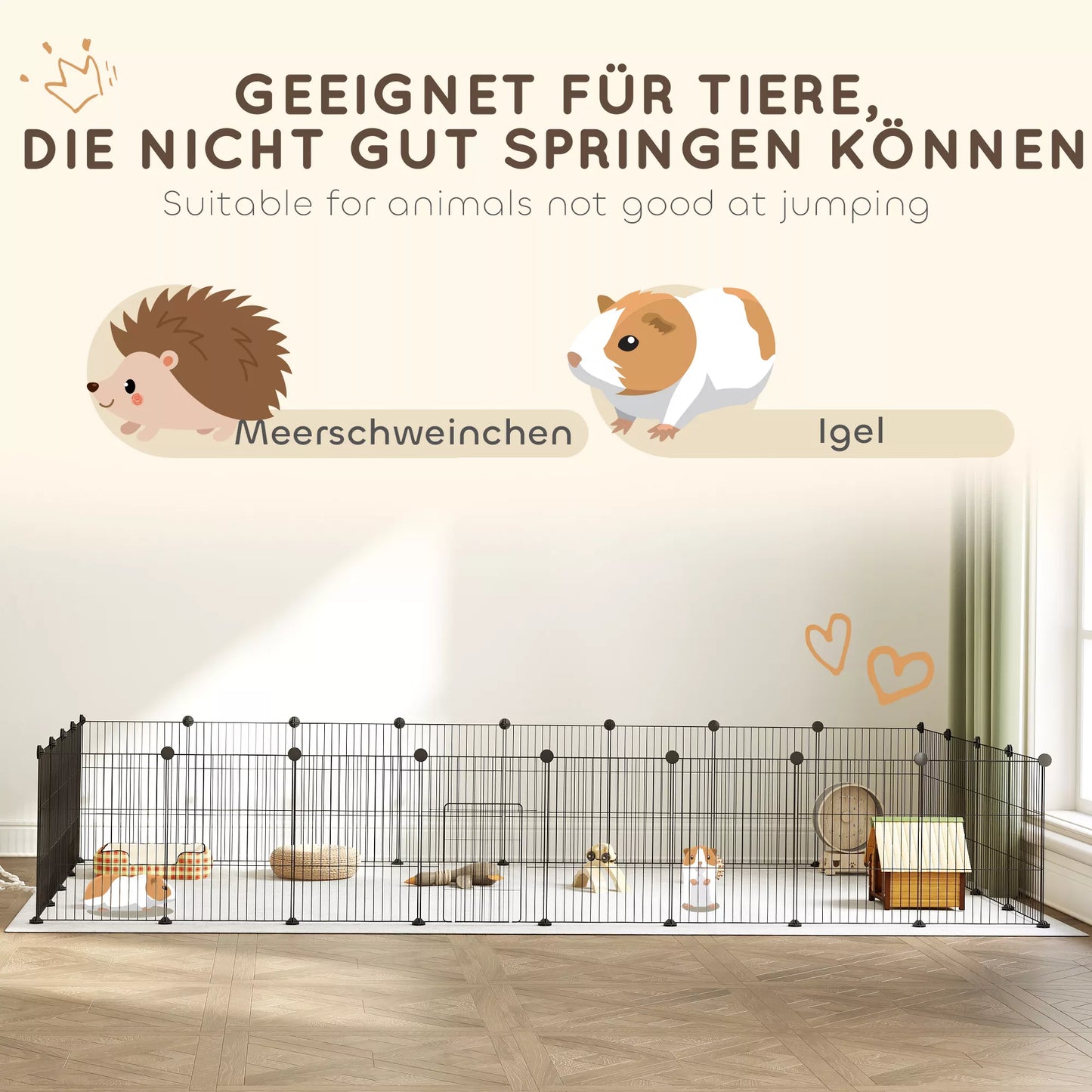 Narvelis smulkiems gyvūnams, lauko aptvaras, modulinė konstrukcija, 0,72 m² plotas, plienas, juodas