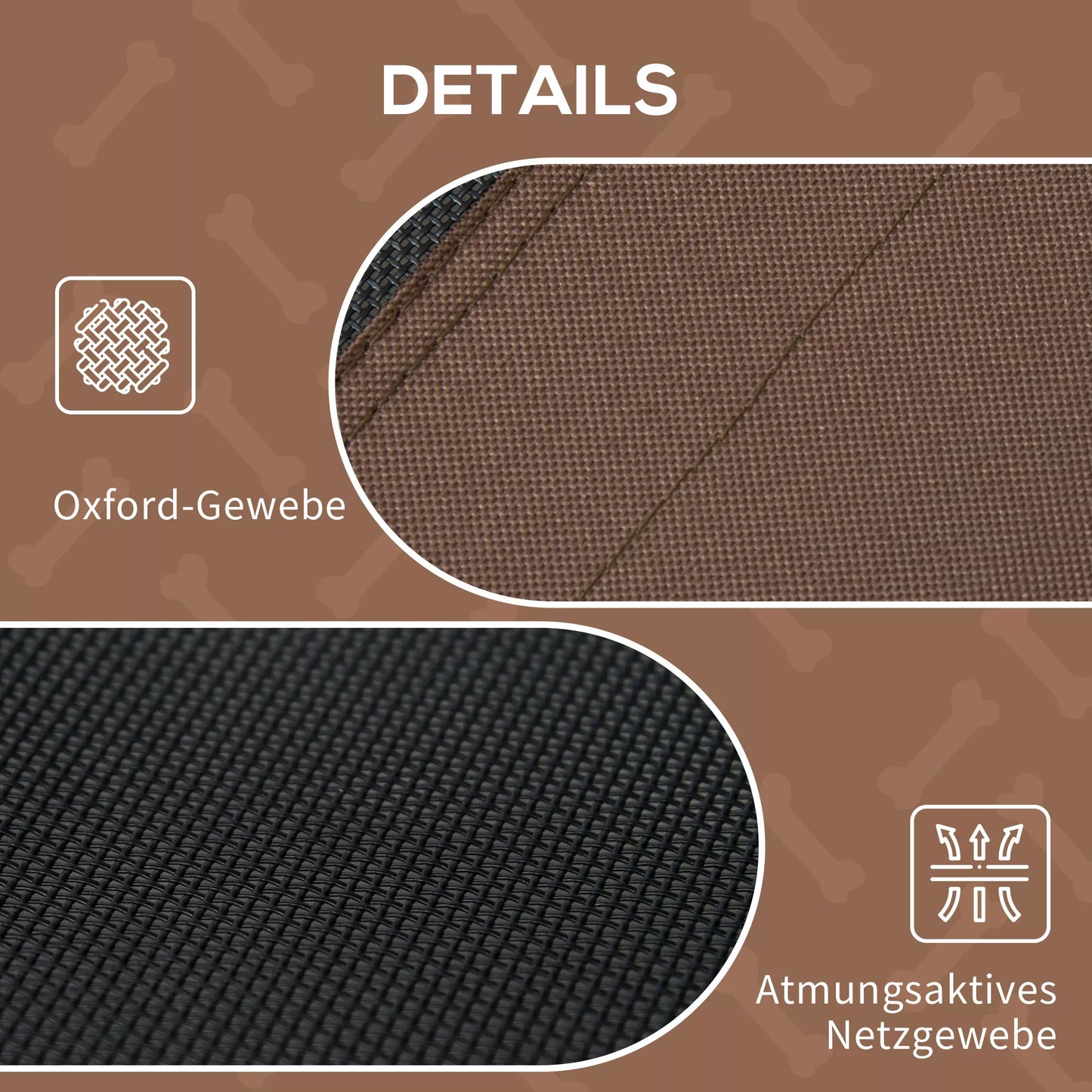 Paaukštinta šunų lova su baldakimu, lova augintiniams, lauko šunų gultas su stogeliu, pralaidi orui, taftos audinys, skirta stovyklavimui, spalva "Kava", 122 x 92 x 108 cm