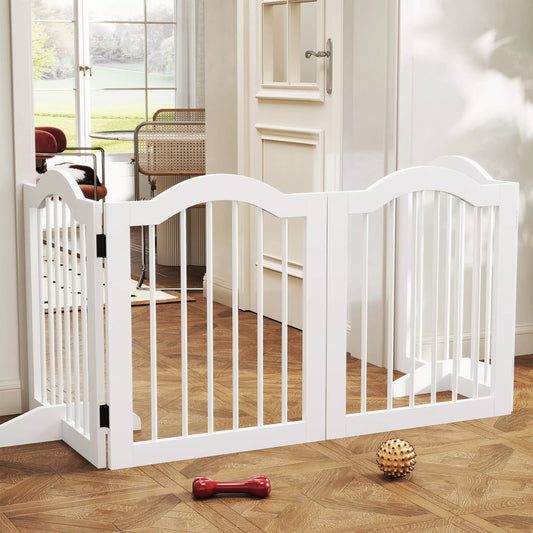 Sulankstomi šunų apsaugos varteliai, 4 paneliai, skirti laiptams, koridoriams, durims, MDF/medžio masyvas, balti