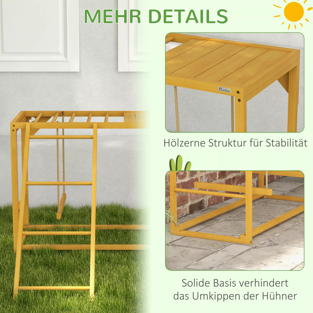 Vistu kūts ar šūpolēm un kāpnēm 3-4 vistām, koka vistu kāpšanas rāmis