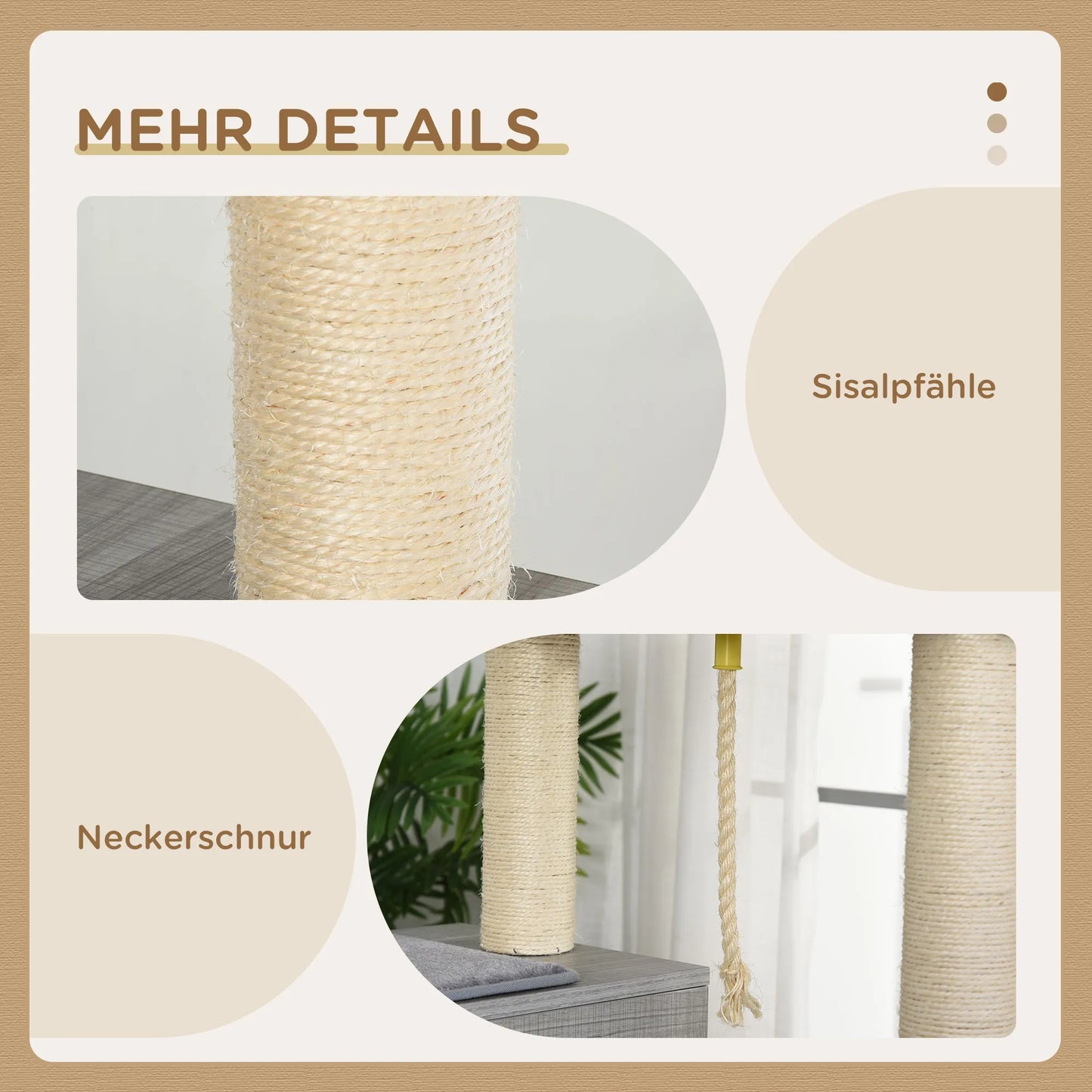 Didelis 155 cm aukščio kačių medis su hamaku Kačių medis su kopėčiomis Daugiapakopis kačių medis su kačių dėže, minkštu pagalvėliu Kačių baldai Sizalis Pilka ir balta