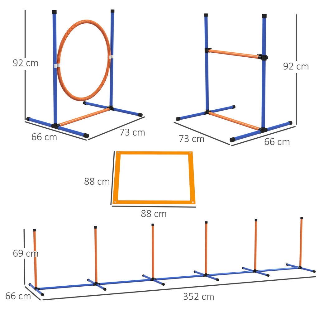 Šunų dresūros ir agility rinkinys, kliūtis, lankas ir slalomo komplektas