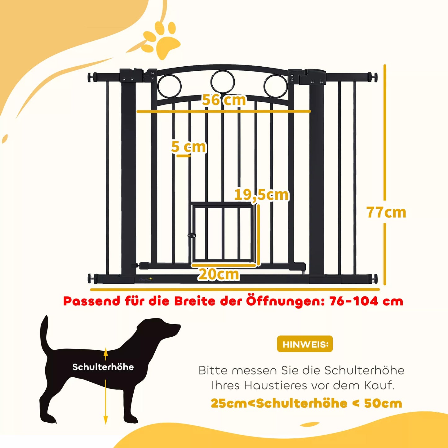 Mājdzīvnieku vārtiņi, 77 cm Kāpņu vārtiņi, regulējams platums 76-104 cm, ar kaķu durvīm, kāpnēm un durvju ailēm, melni
